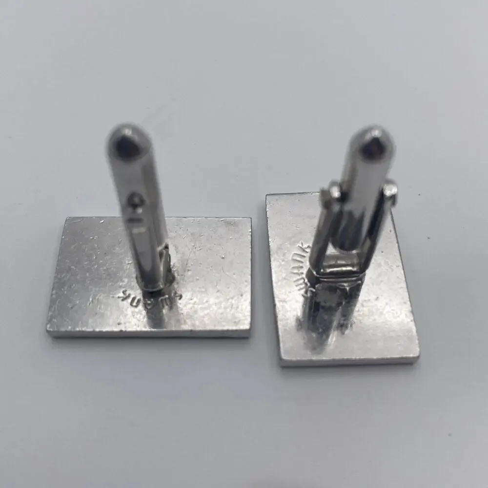 Swank Rectangular Silver Tone Cufflink Mid Century Vintage Geometric Design